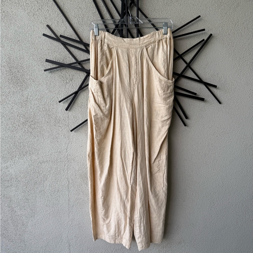 Free People Wide Leg Pants in Light Beige